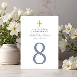 Numeração De Mesa Religious Cross Blue Boy First Communion
