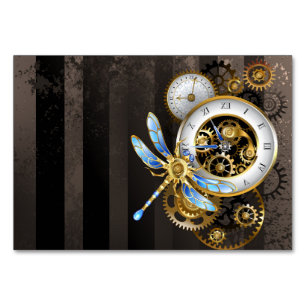 Numeração De Mesa Relógio Steampunk com Libélula Mecânica