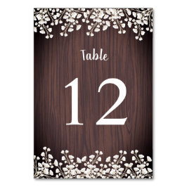 Numeração De Mesa Respiração do Bebê em Madeira Rústica Gipsófila Ca