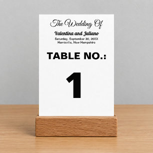 Numeração De Mesa Retrato de Casamento em Preto e Branco com Tipogra
