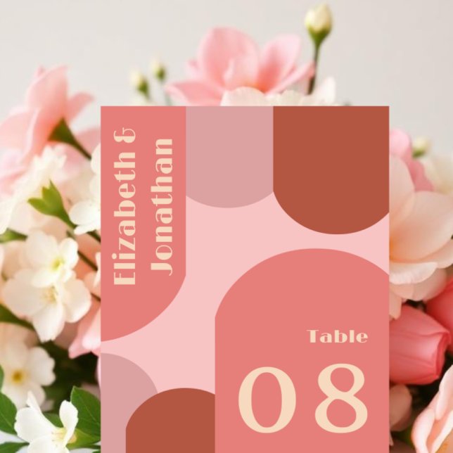 Numeração De Mesa Retro Arches Casamento Cor-de-Rosa Coral (Criador carregado)