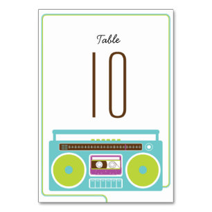 Numeração De Mesa Retro Boombox Indie Mixtape Casamento Azul / Lima