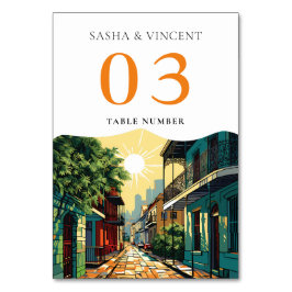 Numeração De Mesa Retro de Casamento de Nova Orleans Louisiana