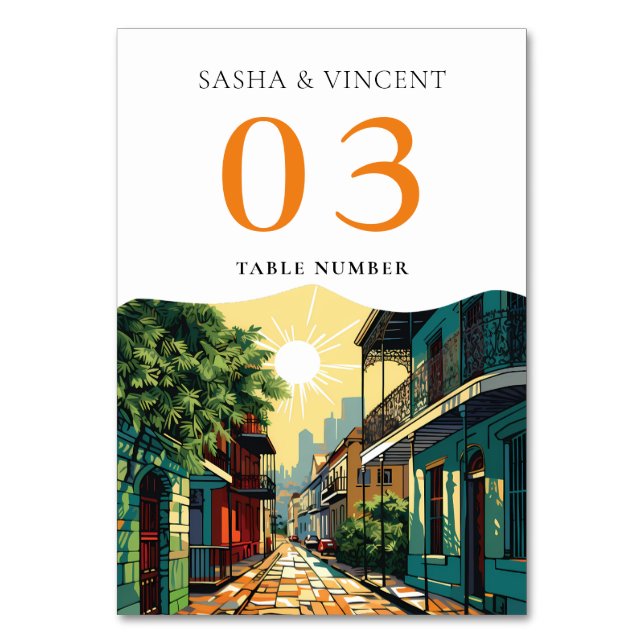 Numeração De Mesa Retro de Casamento de Nova Orleans Louisiana (Frente)