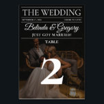 Numeração De Mesa Revista Editorial Fotos Casamento<br><div class="desc">Um design de casamento ao estilo do jornal editorial. Este tema de casamento do jornal editorial foi projetado para imitar uma revista moderna de moda com manchetes, textos e fotos personalizadas. Este modelo de revista editorial irá automaticamente posicionar as suas fotografias carregadas nas posições vistas. Um design de casamento exclusivo...</div>