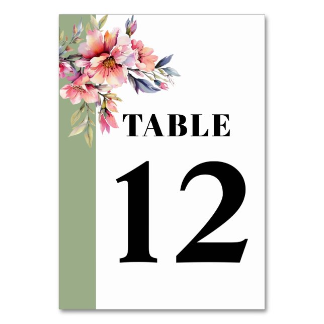 Numeração De Mesa Rhododendron com flores rosa pêssego casamento (Verso)