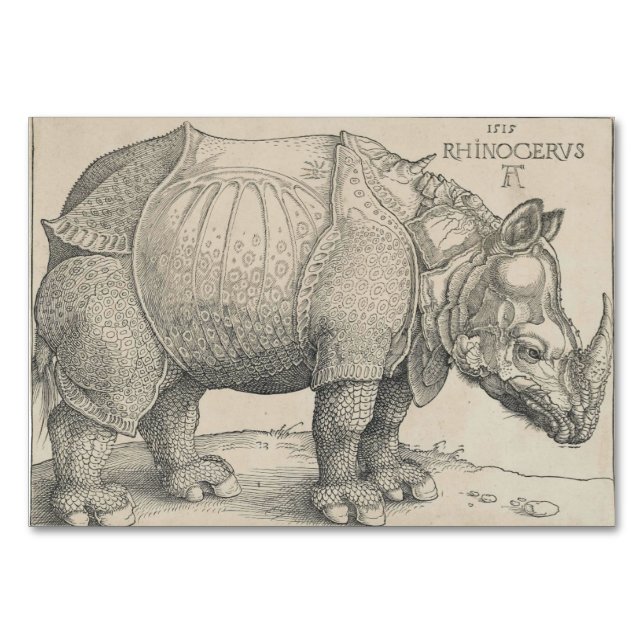 Numeração De Mesa Rinocerontes, Woodcut por Albrecht Durer (Frente)