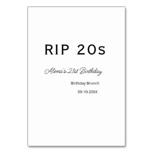 Numeração De Mesa RIP 20s aniversário de 21 anos simples data mínima