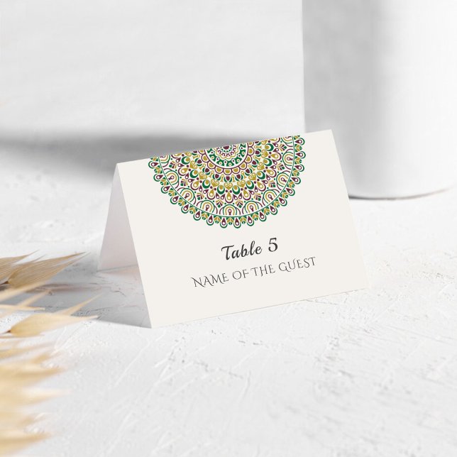 Numeração De Mesa Rising Boho Indo Floral Mandala Wedding Place Card (Criador carregado)