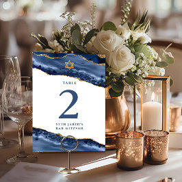 Numeração De Mesa Rochagemada de Ágata Azul Marinho e Dourado