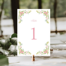 Numeração De Mesa Rococo Ornate Floral Border Wedding