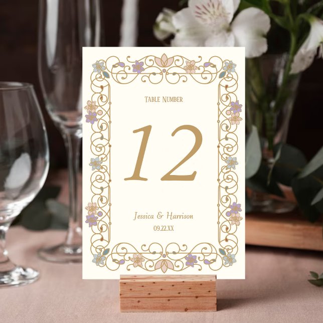Numeração De Mesa Rococo Revival Elegant Vintage Floral Wedding (Criador carregado)