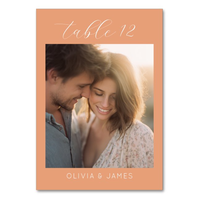 Numeração De Mesa Romantic Peach Elegant Photo (Frente)