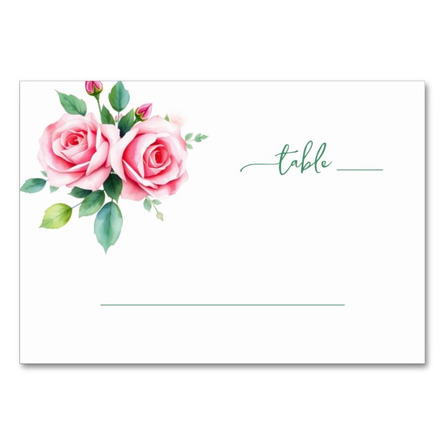 Numeração De Mesa Romantic Pink Floral Digital Illustration (Frente)