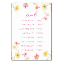 Numeração De Mesa Romantic Pink Floral Elegant Alphabet