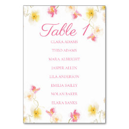 Numeração De Mesa Romantic Pink Floral Elegant Numeric Table Number