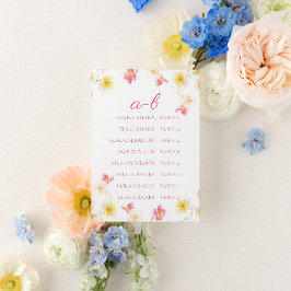 Numeração De Mesa Romantic Pink Floral Wedding Seating Chart Card