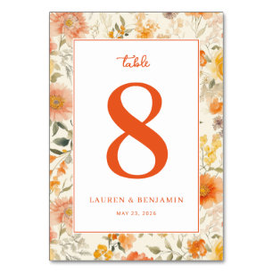 Numeração De Mesa Romântico Coral Floral