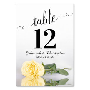Numeração De Mesa Rosa Amarela Manteiga Espelhada Casamento Elegante