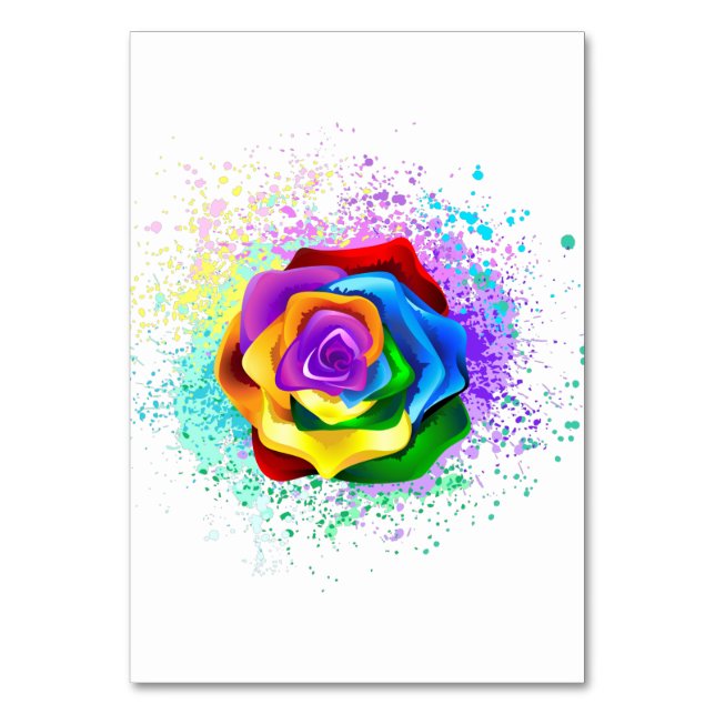 Numeração De Mesa Rosa Arco-Íris Colorida (Frente)