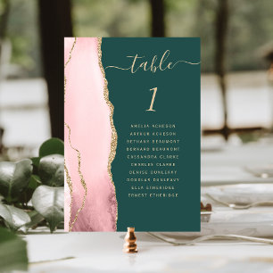 Numeração De Mesa Rosa Bege Ouro Ágata Esmeralda Verde Casamento