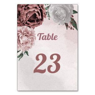 Numeração De Mesa rosa canela floral branco rosa