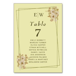 Numeração De Mesa Rosa - Casamento Amarelo Celestial Monograma