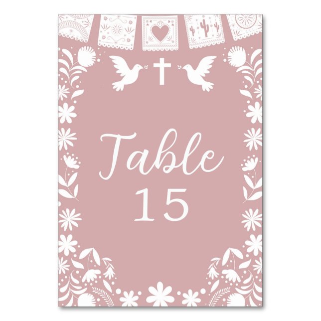 Numeração De Mesa Rosa Corado Cielito Lindo Batizado  (Frente)