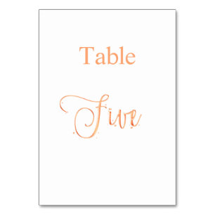 Numeração De Mesa Rosa de caligrafia elegante mesa 5 5