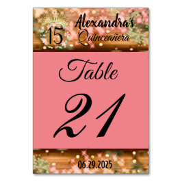 Numeração De Mesa Rosa de espumante Dourada Quinceañera Princesa Esp