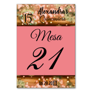 Numeração De Mesa Rosa de espumante Dourada Quinceañera Princess