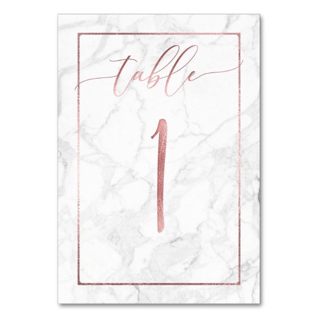 Numeração De Mesa Rosa de Faux PixDezines Dourado/Mesa n.o 1+/Marble (Frente)