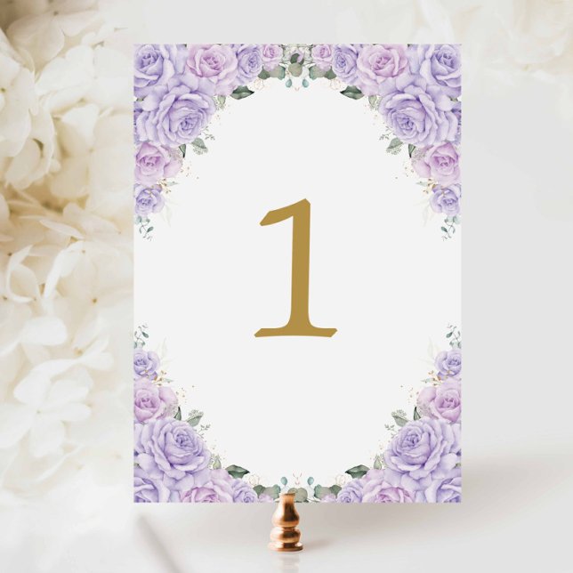 Numeração De Mesa Rosa de Lilás Roxo Floral Aniversário Doce 16 Casa (Criador carregado)
