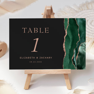 Numeração De Mesa Rosa de Ouro Esmeralda Verde Ágata Casamento Escur
