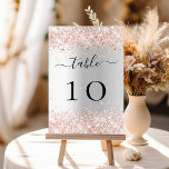 Numeração De Mesa Rosa de prata dourada brilha elegante<br><div class="desc">Um fundo prateado falso decorado com faíscas rosa douradas. Personalize e adicione seus números de tabela. Adicione seus números um a um.</div>