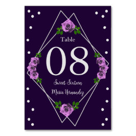 Numeração De Mesa Rosa de prata geométrica púrpura 16