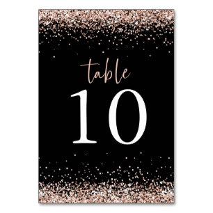 Numeração De Mesa Rosa Dourado Arranjo de Script de Largura Preto