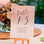 Numeração De Mesa Rosa dourado brilho blush pink script mesa de casa<br><div class="desc">Rosa dourado pastel blush roxo guião rosa caligrafia tipografia tabela número festa de casamento convite .Perfeito para uma festa de casamento elegante moderna.</div>
