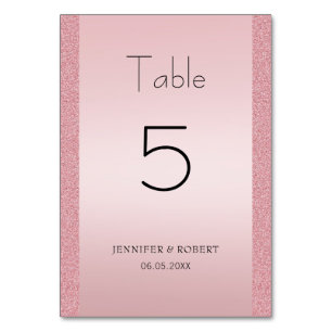 Numeração De Mesa Rosa Dourado Brilho Script Manuscrito Elegante