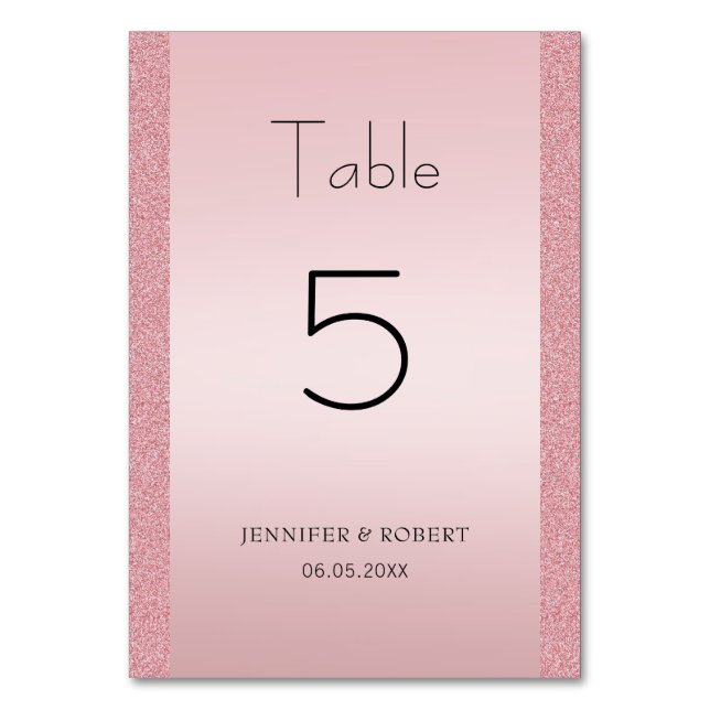 Numeração De Mesa Rosa Dourado Brilho Script Manuscrito Elegante (Frente)