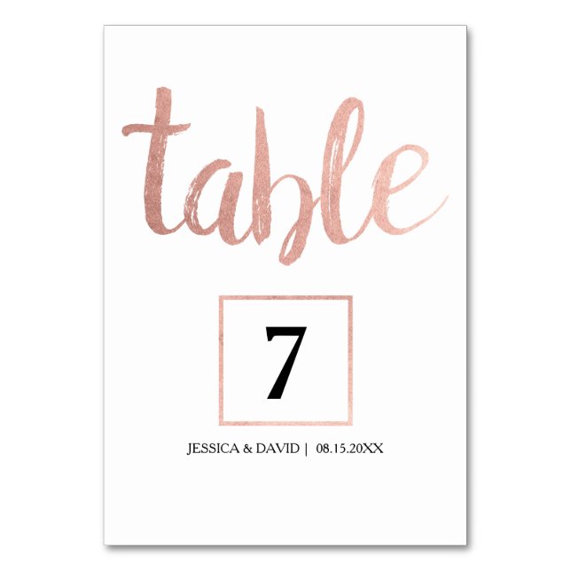 Numeração De Mesa Rosa Dourado Faux Foil (Frente)