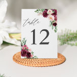 Numeração De Mesa Rosa e Borgonha Floral 7<br><div class="desc">Vestir suas mesas de casamento ou festas com sua placa de número de tabela Floral 7 rosa e borgonha.</div>