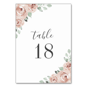 Numeração De Mesa Rosa Empoeirada Floral Aquarela Casamento Elegante
