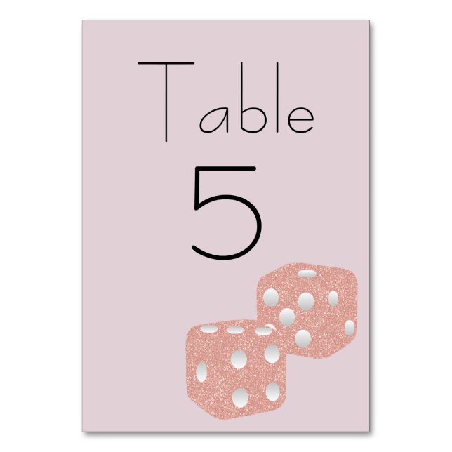 Numeração De Mesa Rosa Glitter Dice Girly (Frente)
