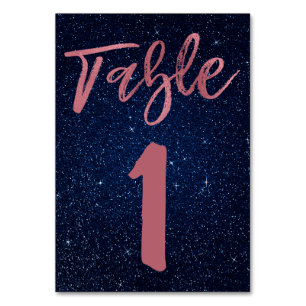Numeração De Mesa Rosa Gold Foil e Marinho Blue Table Number