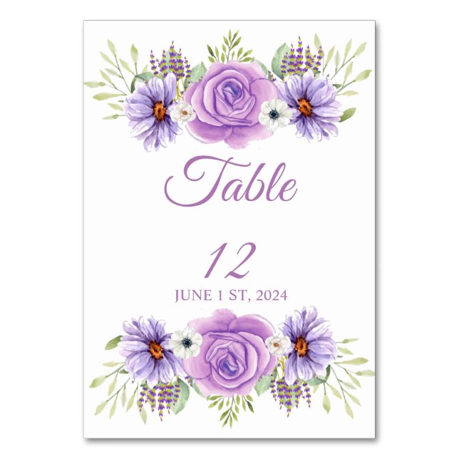 Numeração De Mesa Rosa Lavanda Floral Thunder_Cove  (Frente)