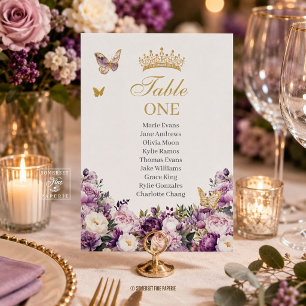 Numeração De Mesa Rosa Lilás Roxo Floral Quinceanera