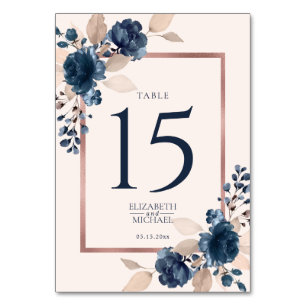 Numeração De Mesa Rosa Marinho Dourado Casamento Azul Pink