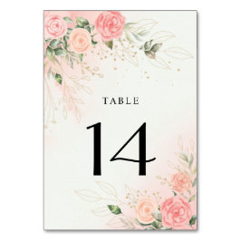 Numeração De Mesa Rosa Romântico Aquarela Placa Rosa de Casamento