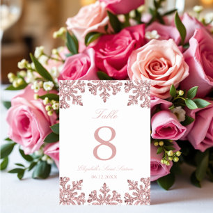 Numeração De Mesa Rosa rosa rosa Dourada Floco de neve Winter Sweet